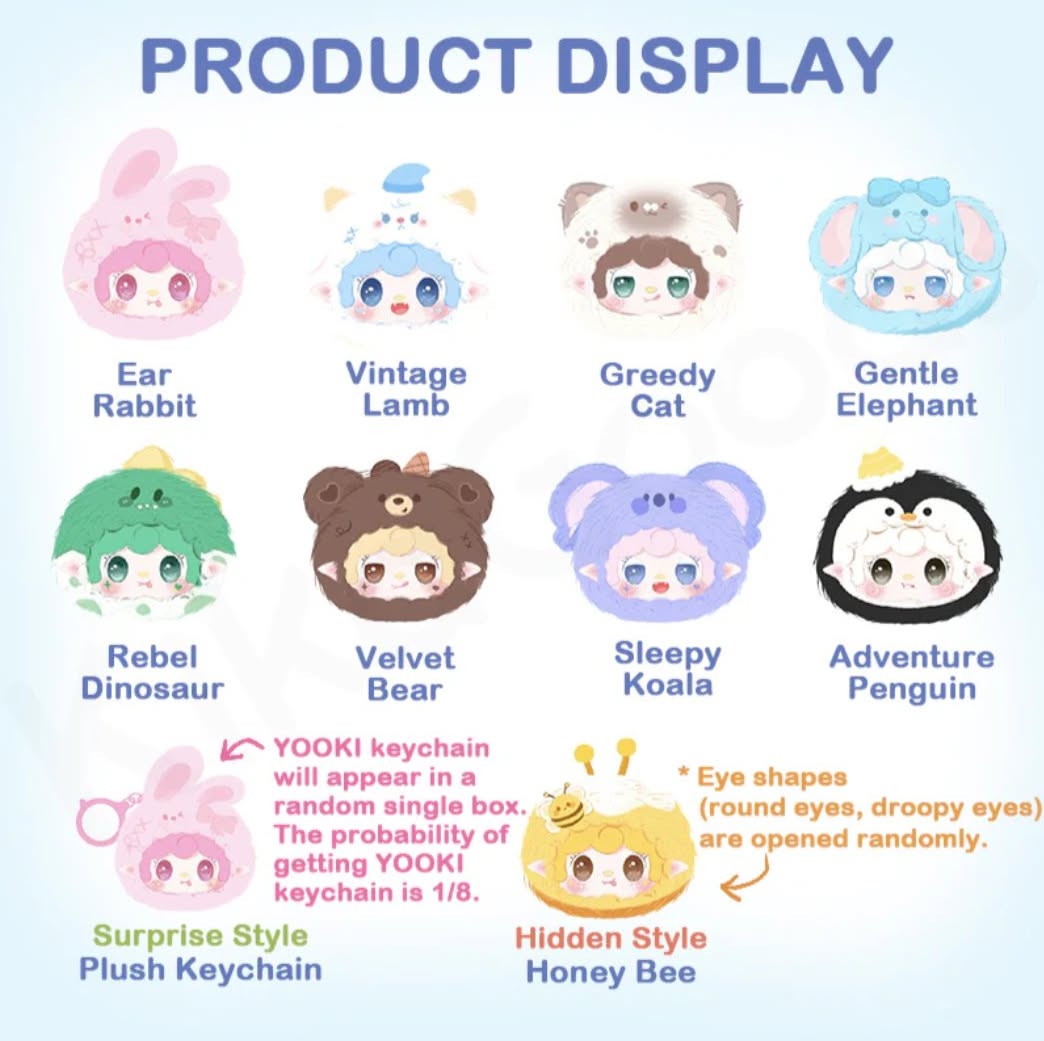 YOOKI MASCOT Animal Series Plush Dolls Blindbox