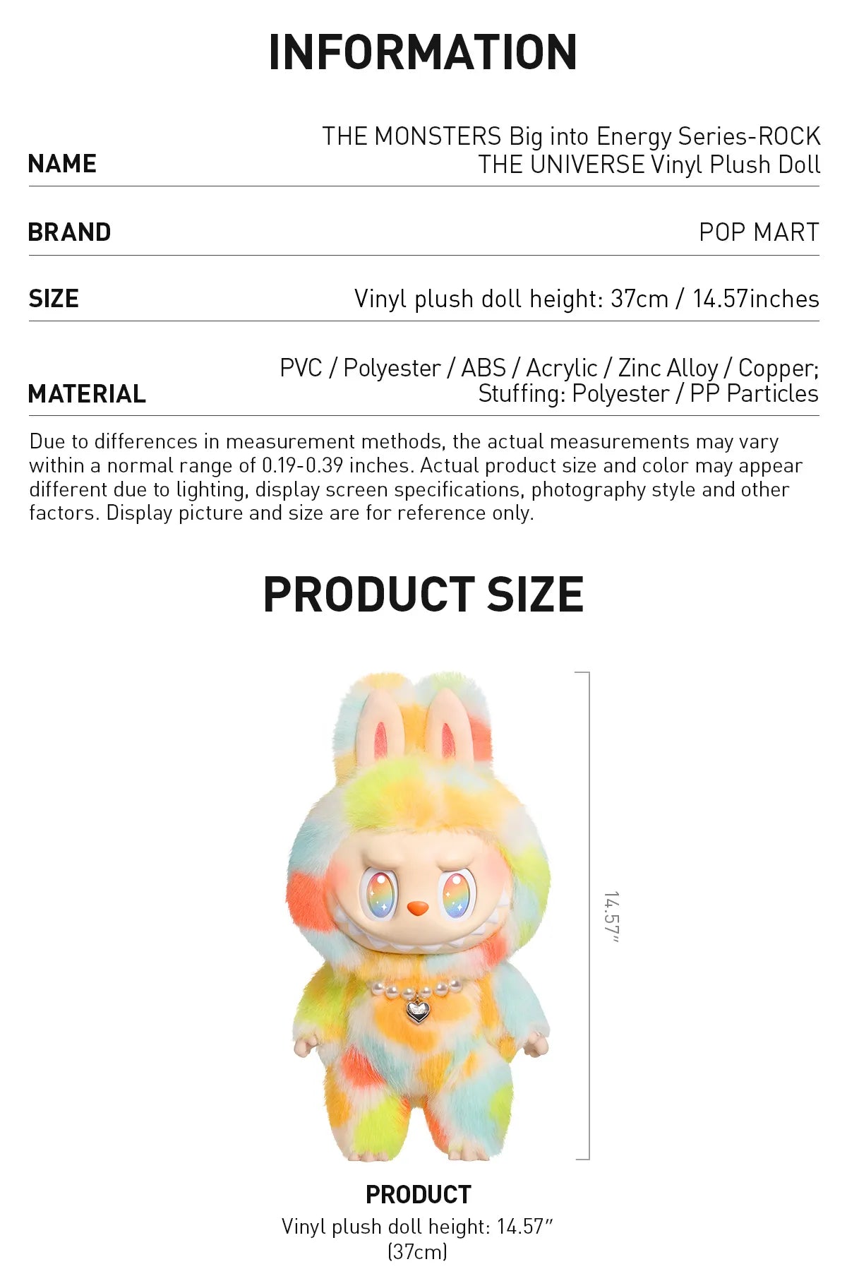 THE MONSTERS Big into Energy Series-ROCK THE UNIVERSE Vinyl Plush Doll