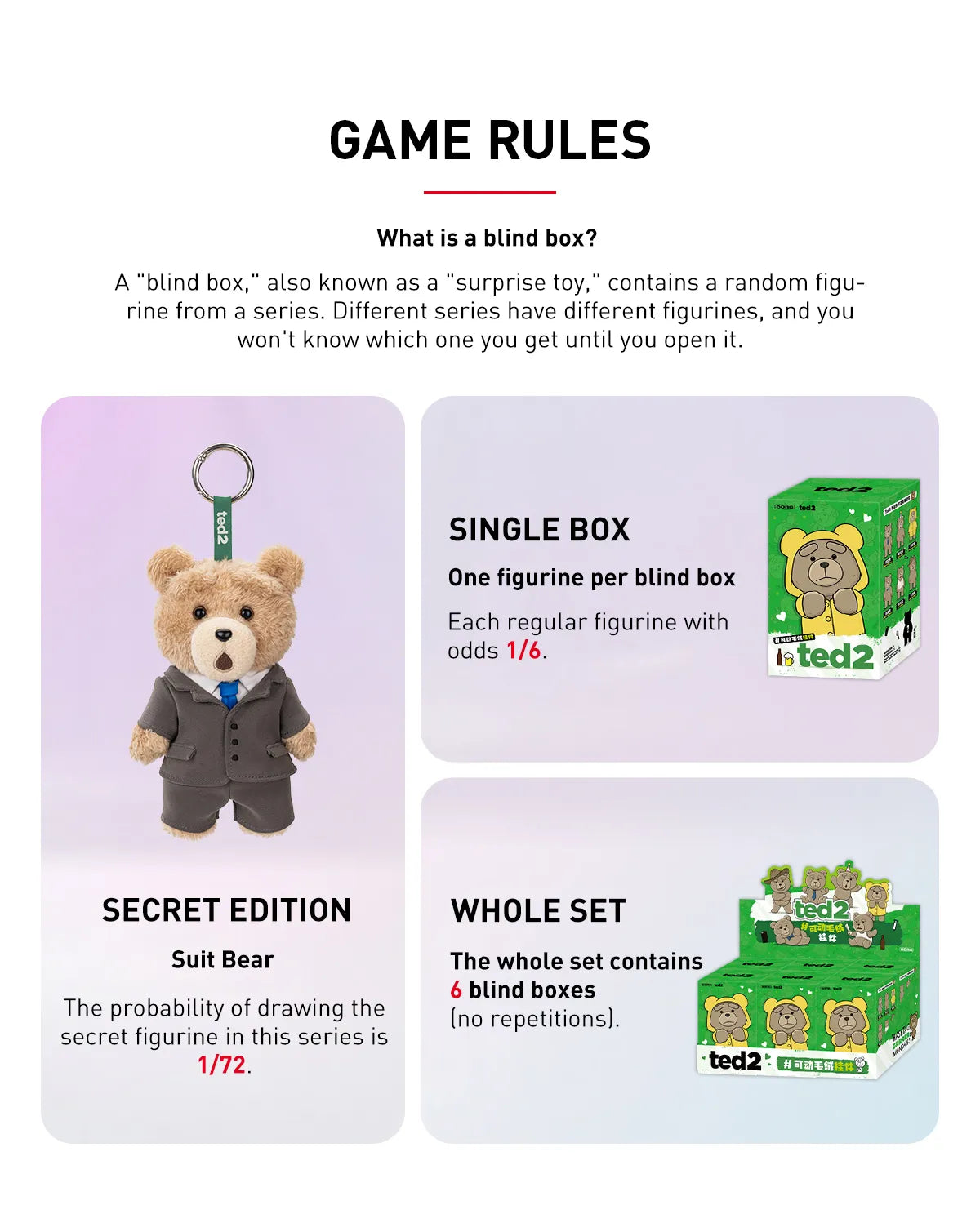 POP MART Ted2 Teddy Bear Action Plush Pendant