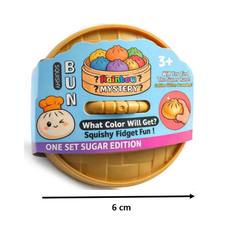 Squishy Bun Rainbow Mystery - Golden Glitter Dumpling - One Set Sugar Edition