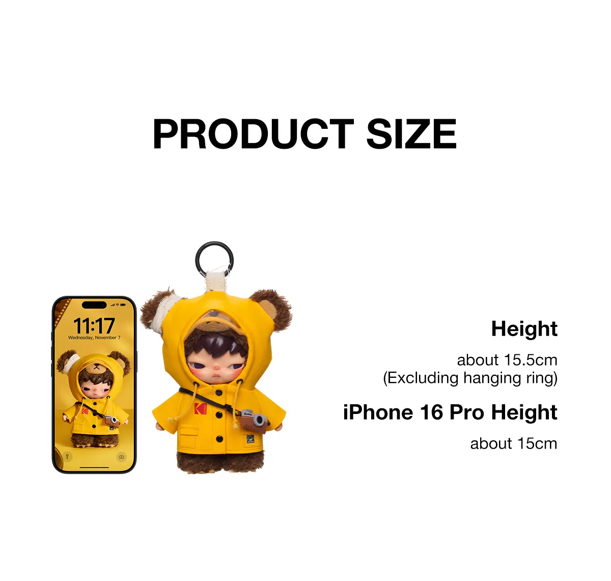 Hirono × Kodak Click Bear Plush Doll Pendant  (LIMITED EDITION)