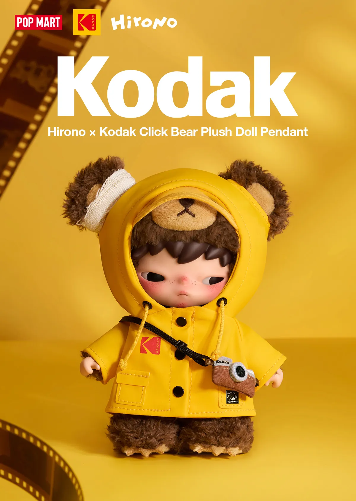 Hirono × Kodak Click Bear Plush Doll Pendant  (LIMITED EDITION)