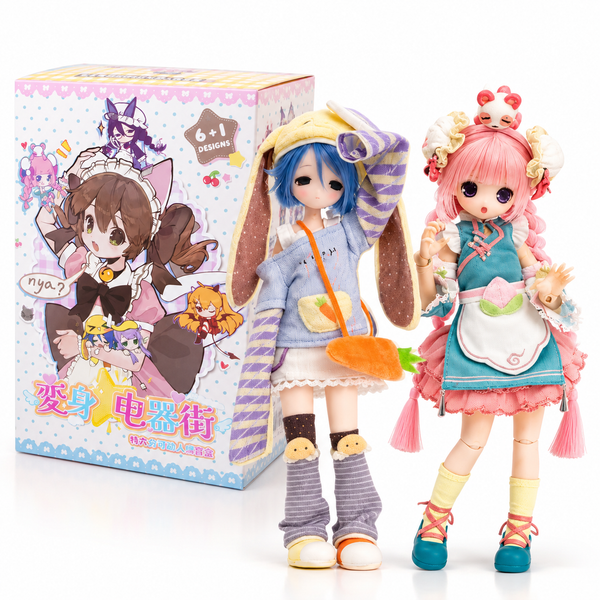 BJD Henshin Denki Street  Blind Box Movable Joint Kawaii Dress Up Doll Trendy Collectible Anime Figure